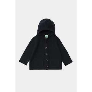 FUB Baby Felted Jacket Dark Navy Wool Hooded Cardigan 0-2M Size 56 6222 AW